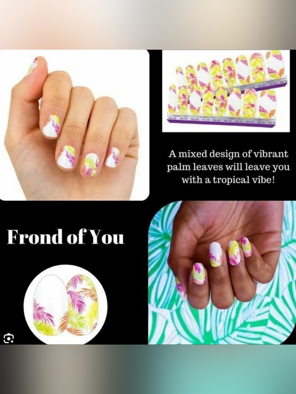 Color Street Pink & Yellow Palm Leaf Nail Strips